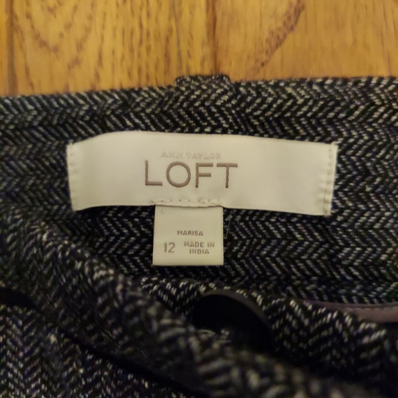 Ann Taylor LOFT black tweed wool Office Business Casual Career Sz 12 Dress Pants - Picture 3 of 8